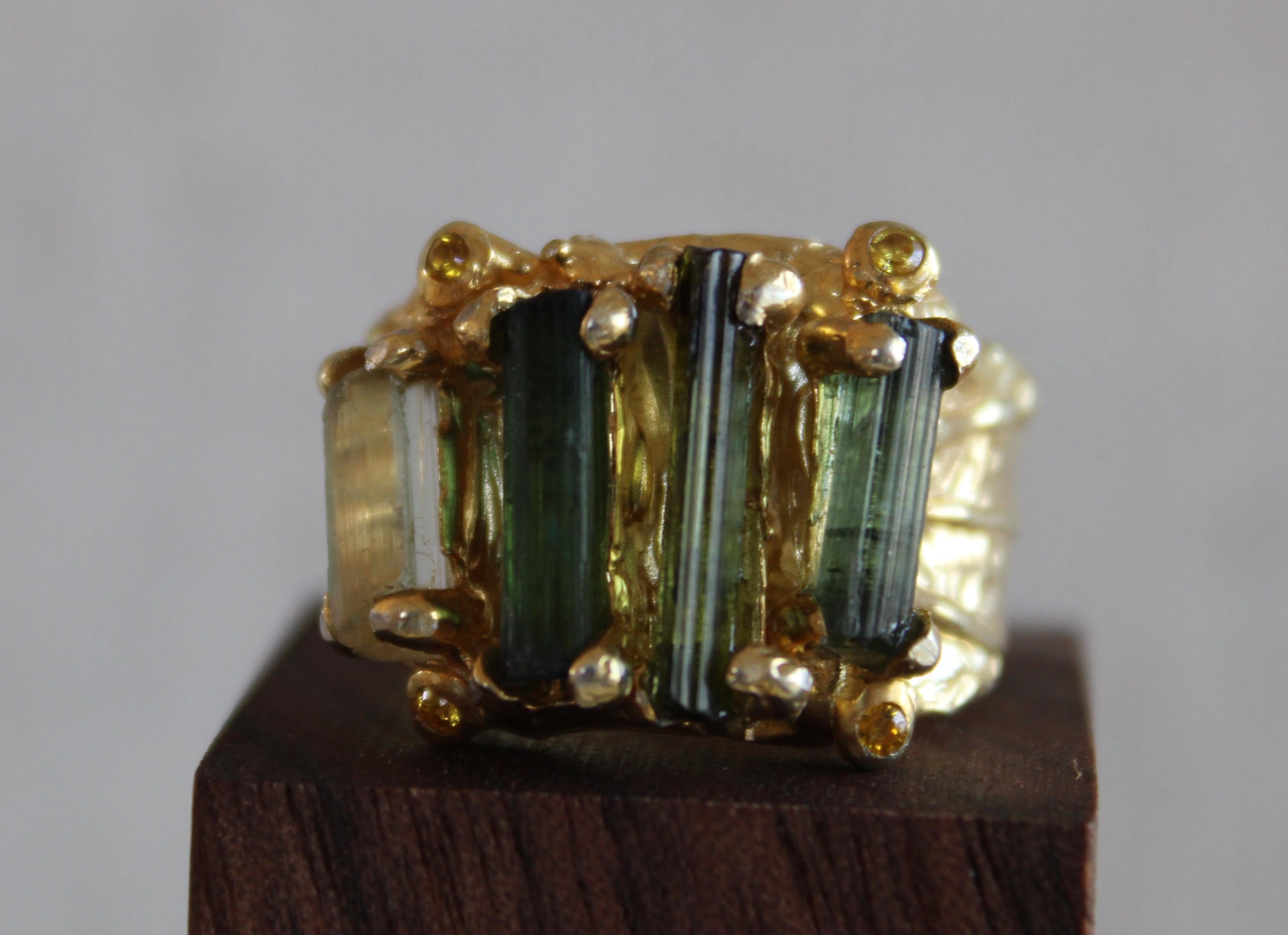 Women's Tourmaline Gold Plated Cocktail Ring 