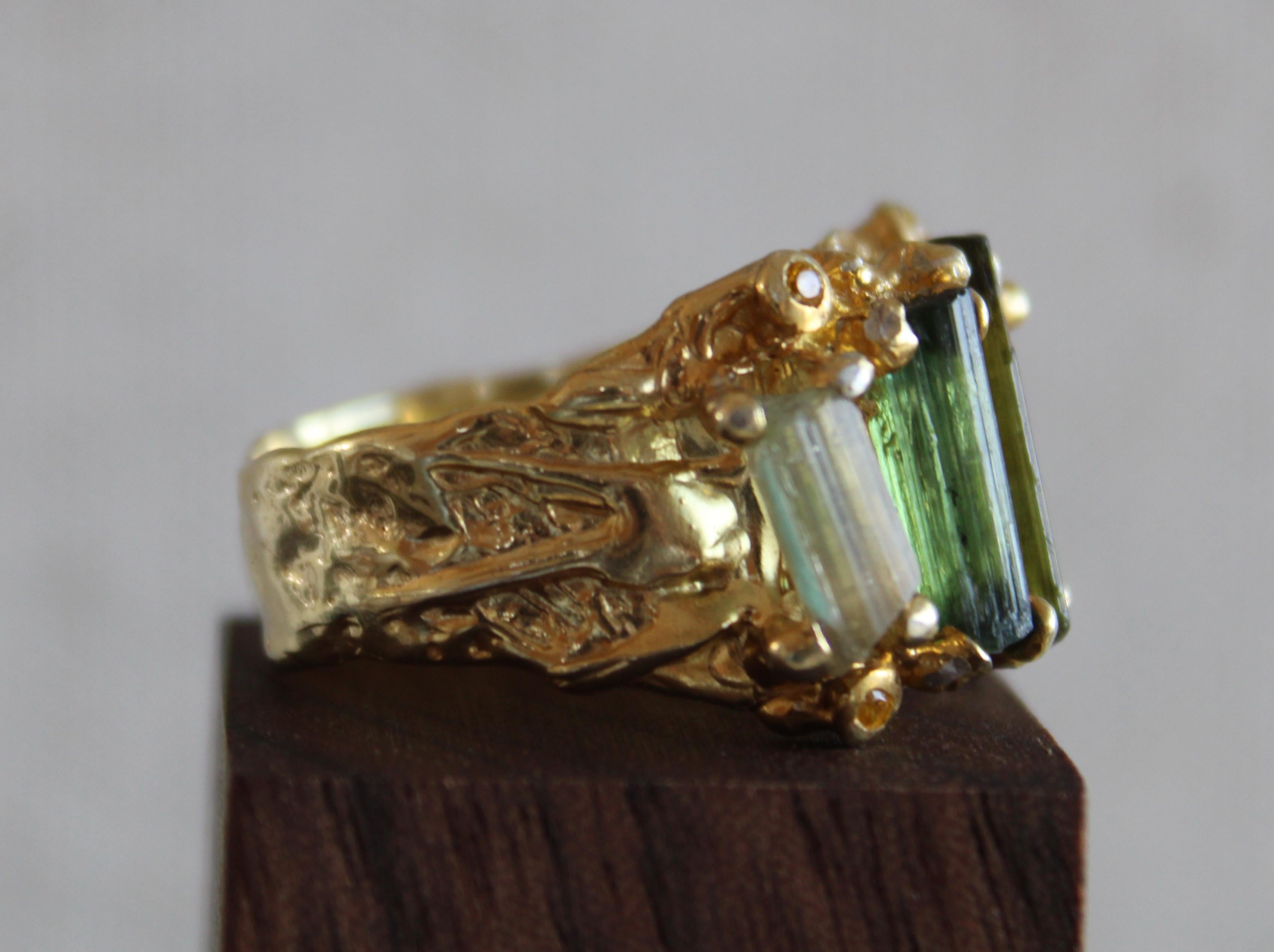 Tourmaline Gold Plated Cocktail Ring  1