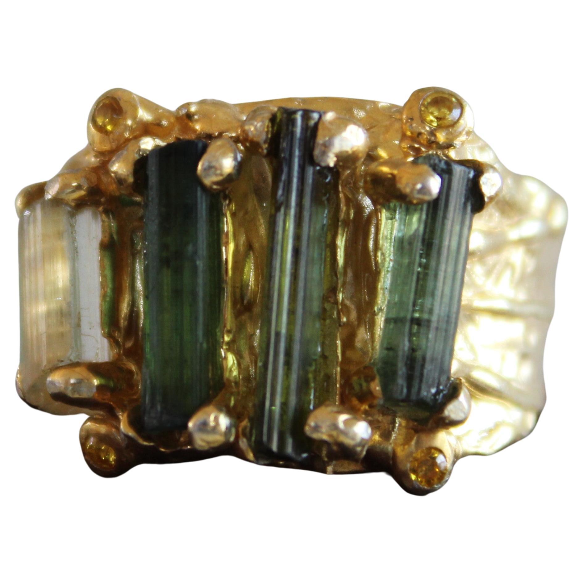 Tourmaline Gold Plated Cocktail Ring 