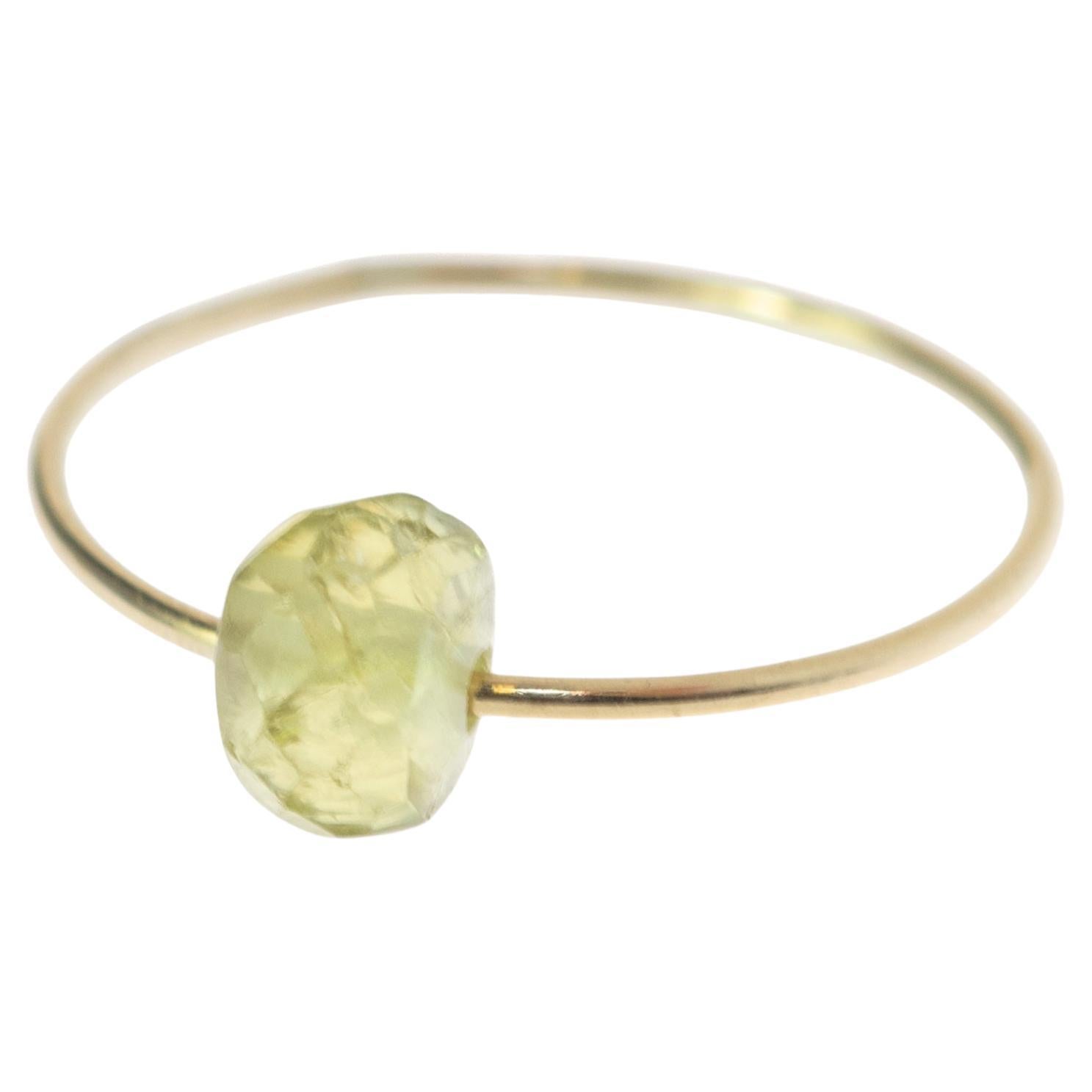 Turmalin Grün Rondell Solitär 14 Karat Gold Planet Chic Moderner Boho Ring