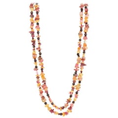Tourmaline, Imperial Topaz and Garnet Beaded Necklace with a 14k Gold Clasp