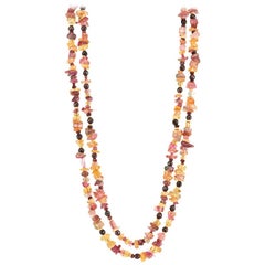 Tourmaline, Imperial Topaz and Garnet Beaded Necklace with a 14k Gold Clasp