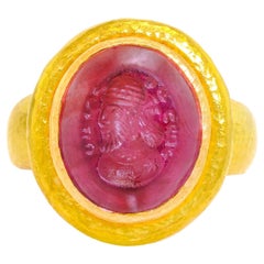 Tourmaline Intaglio Signet Ring