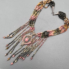 Tourmaline Iolite Sterling Silver Bib Statement Necklace