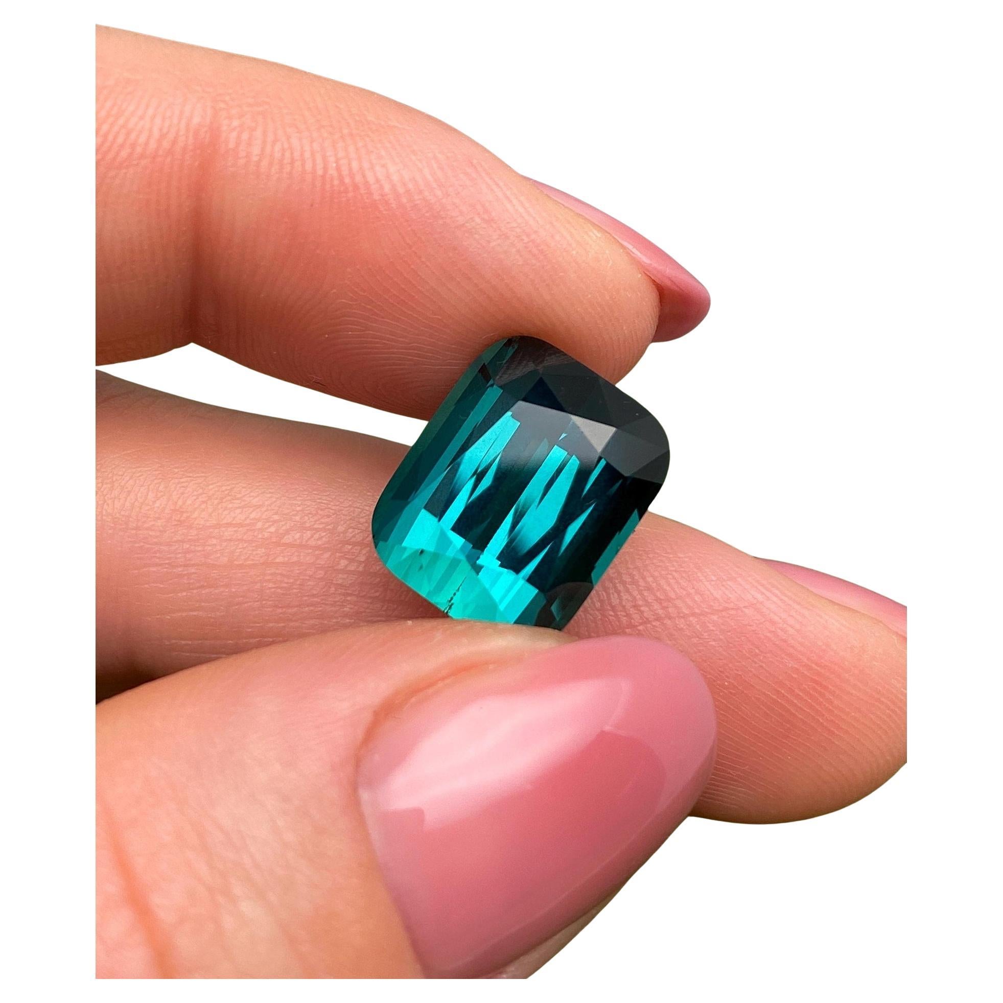 Tourmaline Lagoon 12.80Ct natural gemstone, Cushion cut, Afghanistan, GIA, GFCO For Sale