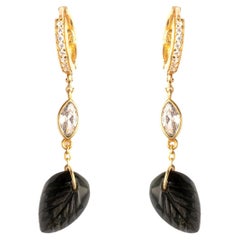 Tourmaline Natural Leaf Cut Gemstone Hopp Earrings