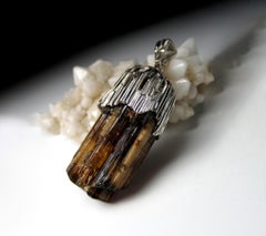 Tourmaline Necklace Crystal Silver Pendant Natural Raw Brown Gemstone