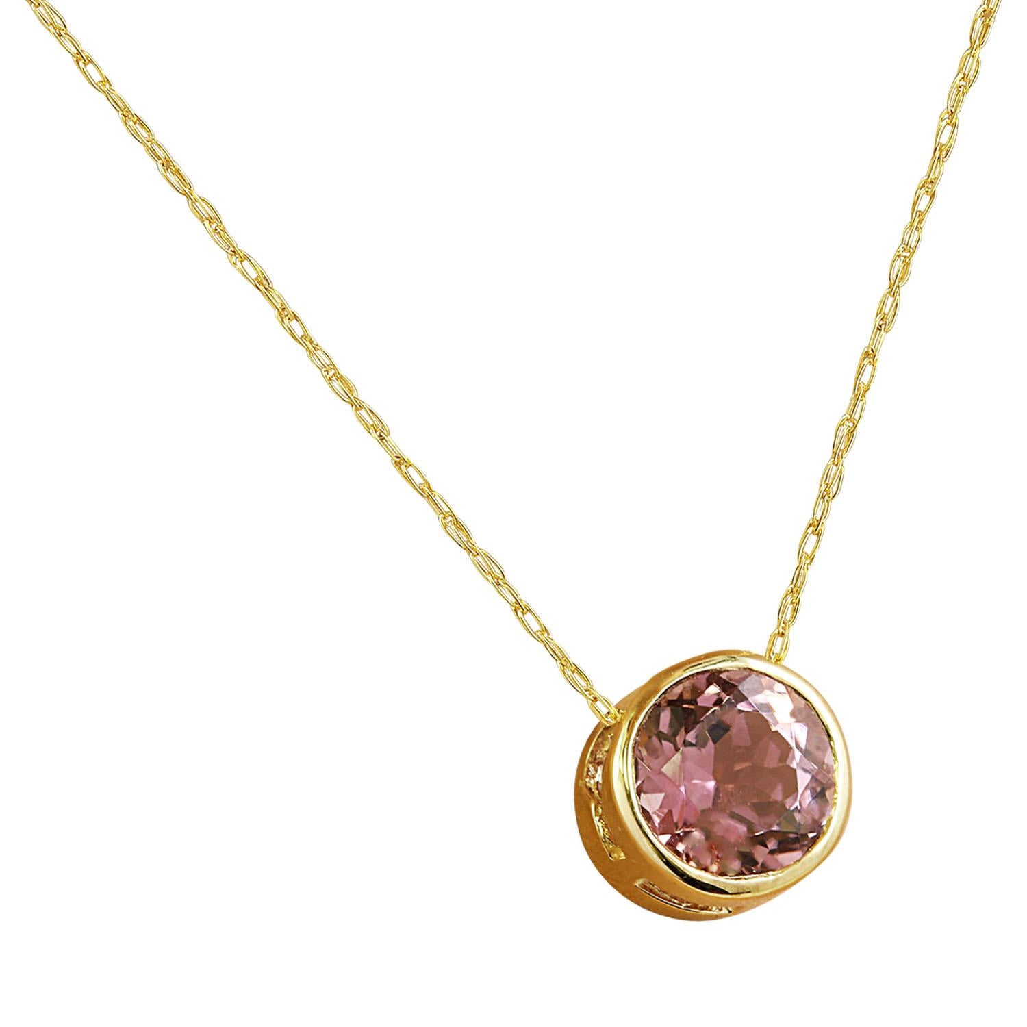 1.50 Carat Tourmaline 14K Yellow Gold Necklace
Stamped: 14K
Total Necklace Weight: 1.4 Grams
Length: 16 Inches
Tourmaline Weight: 1.50 Carat (6.50x6.50 Millimeters) 
Face Measures: 8.20x8.20 Millimeters
SKU: [600197]