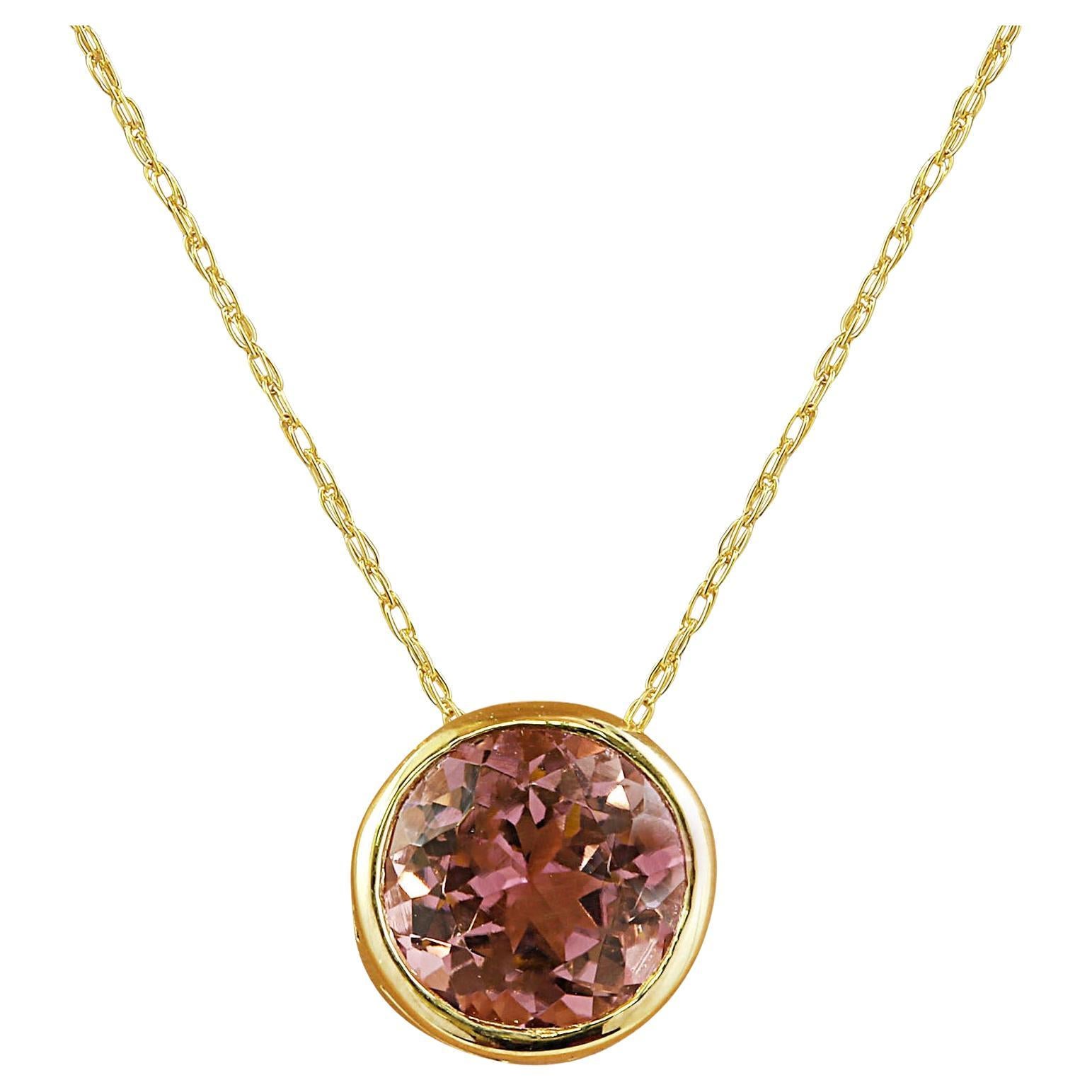 Tourmaline Necklace In 14 Karat Yellow Gold  For Sale