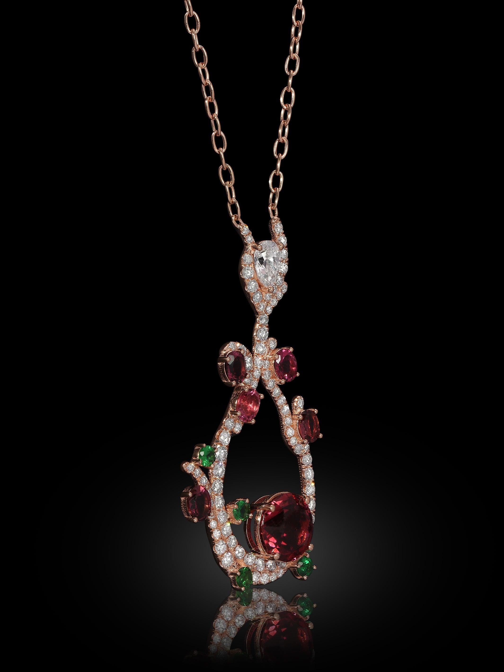 Collana con tormalina in oro rosa 18 carati In condizioni Nuovo in vendita a Mission Viejo, CA