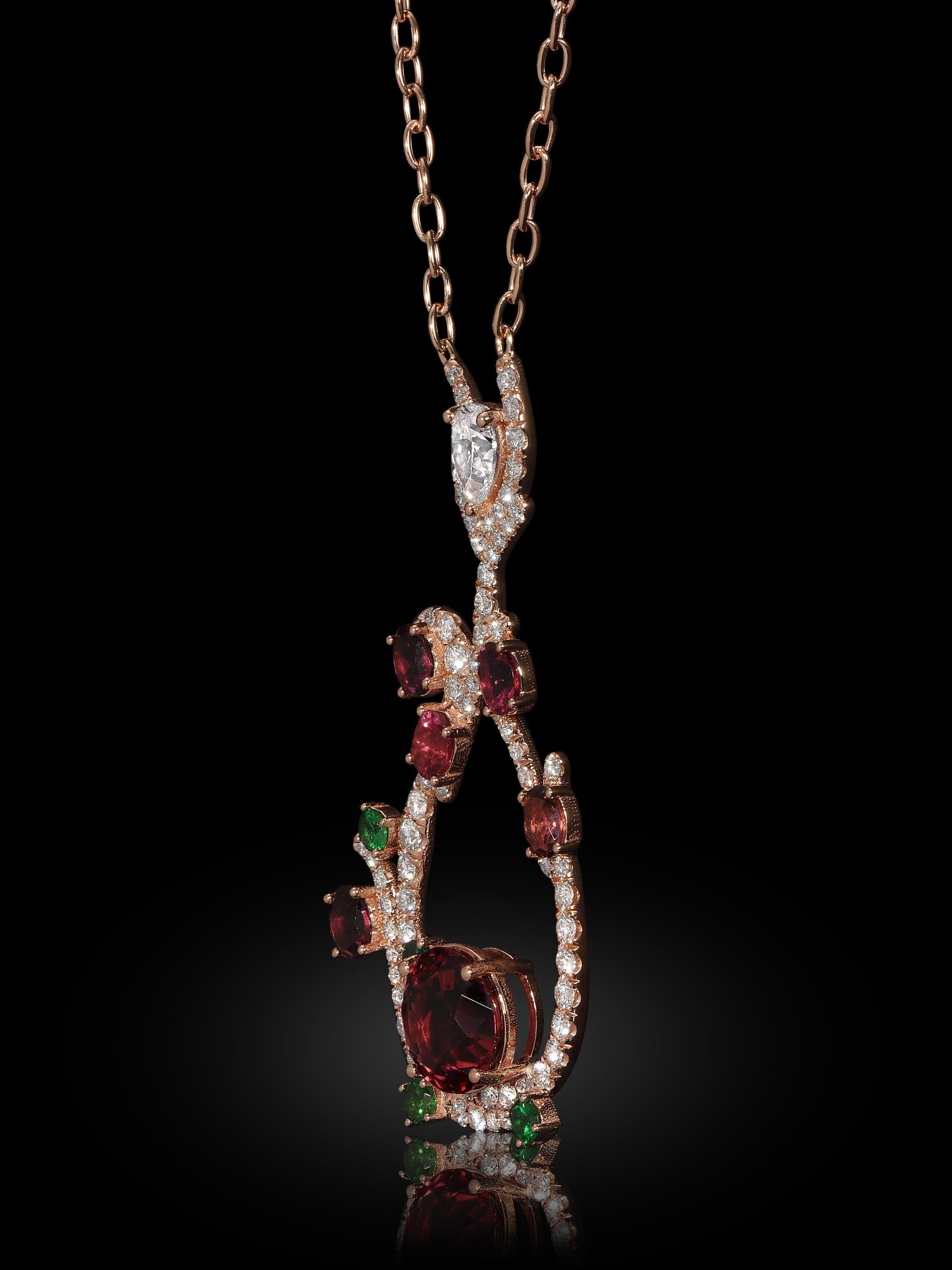 Donna Collana con tormalina in oro rosa 18 carati in vendita
