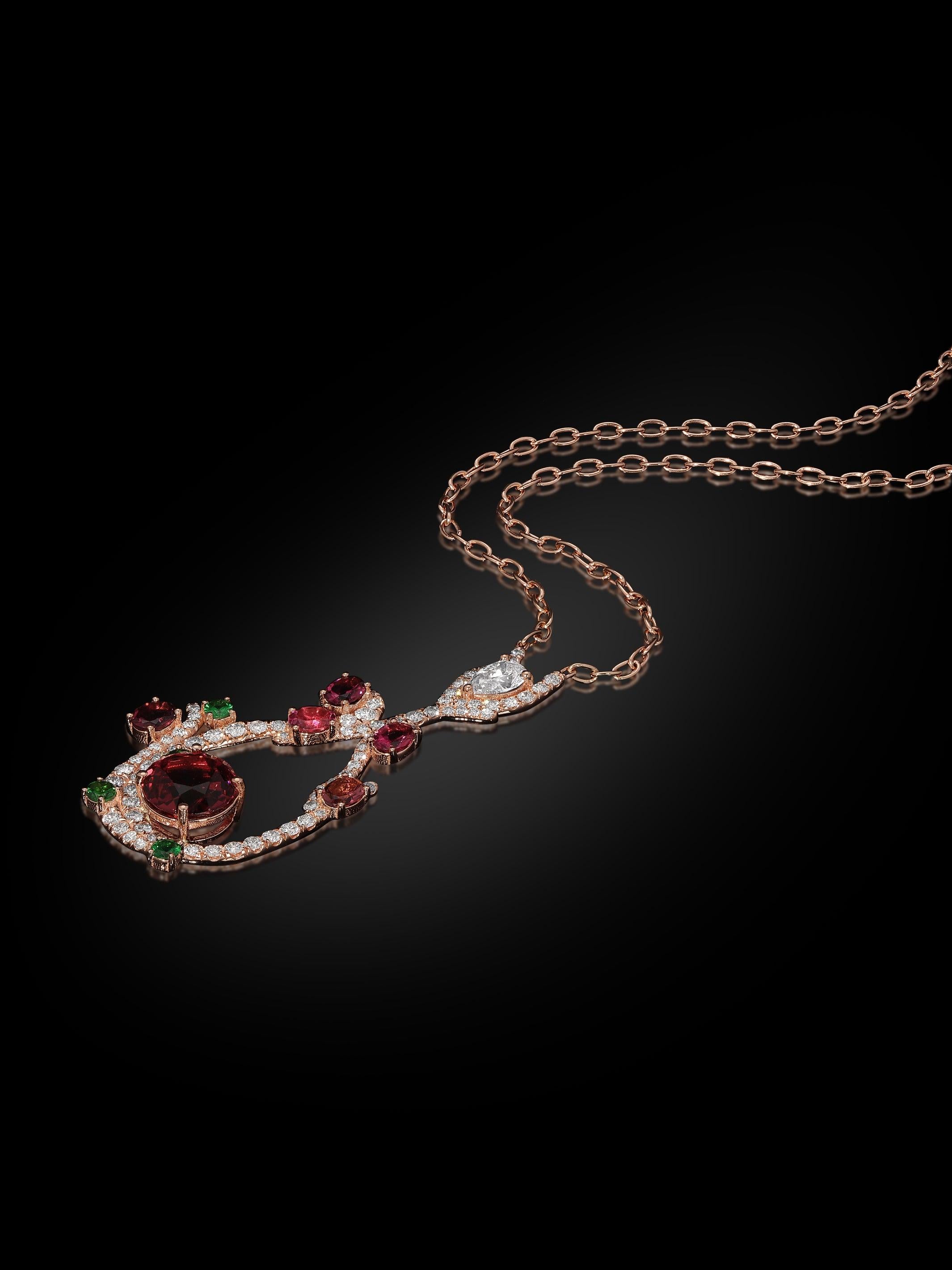 Collana con tormalina in oro rosa 18 carati in vendita 1