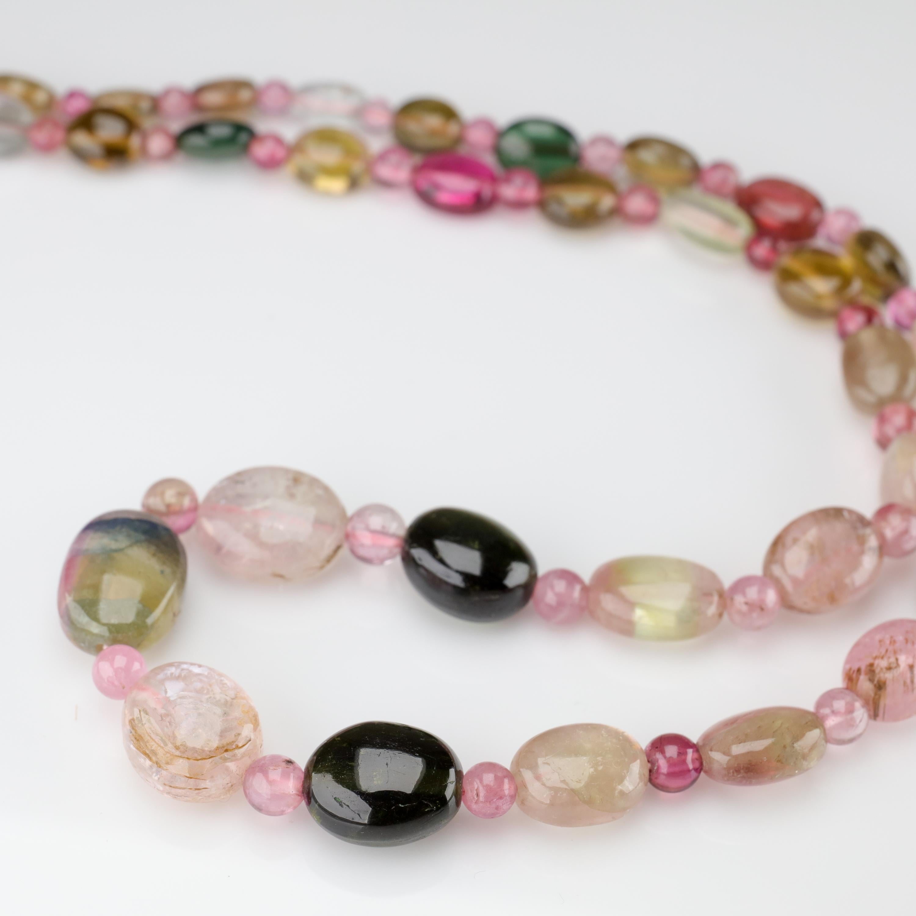 Tourmaline Necklace Multi-Color Beads English Arts & Crafts 1