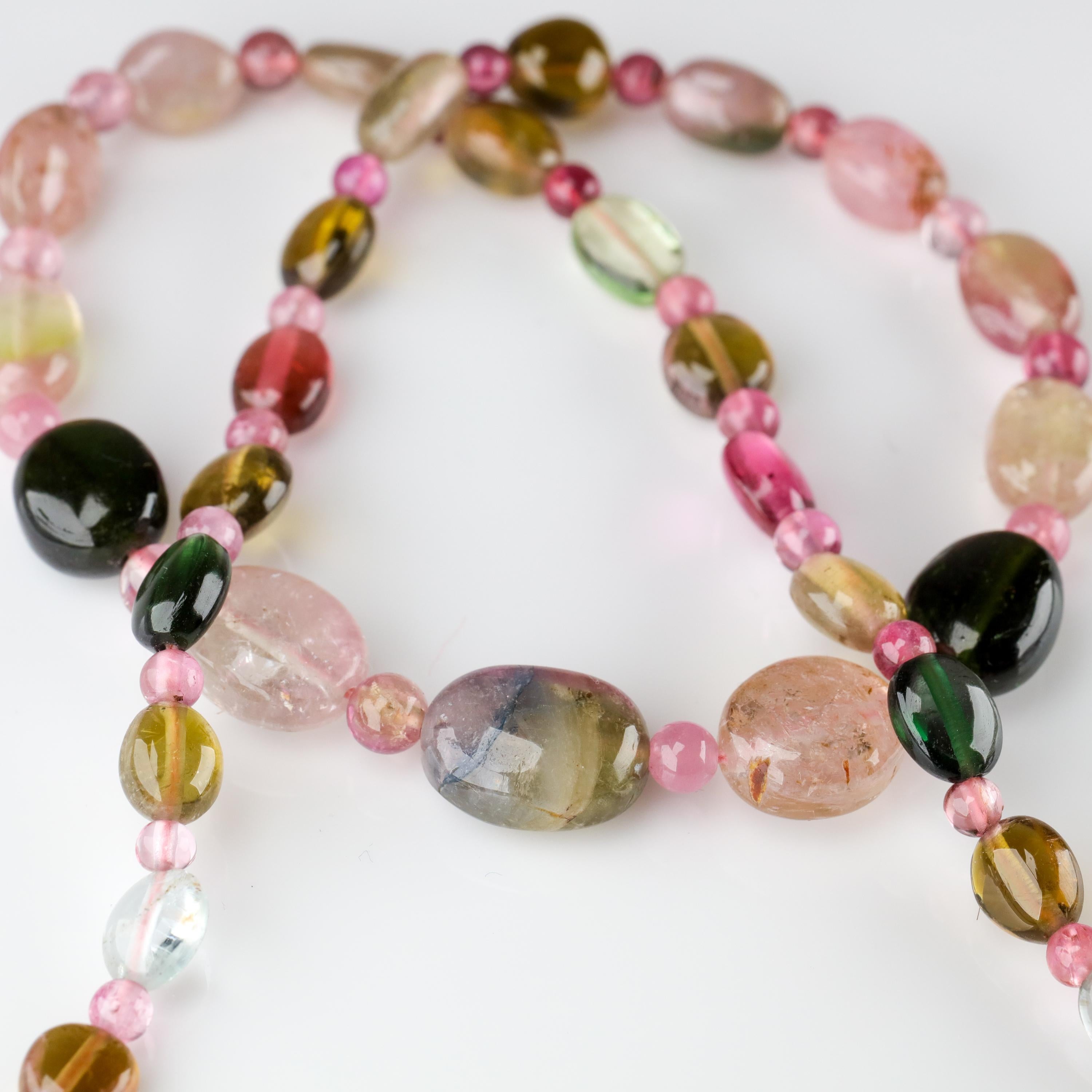 Tourmaline Necklace Multi-Color Beads English Arts & Crafts 2