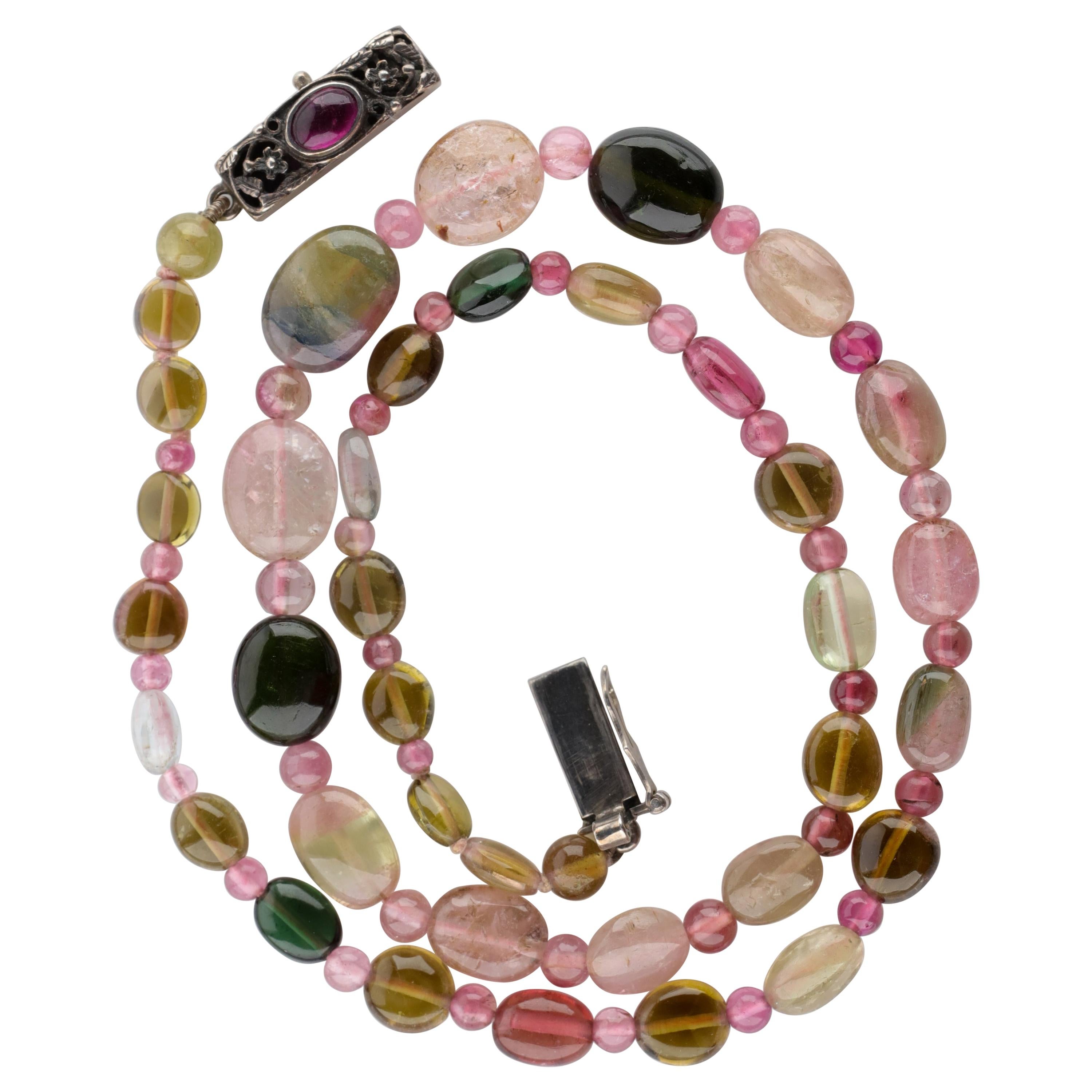 Tourmaline Necklace Multi-Color Beads English Arts & Crafts
