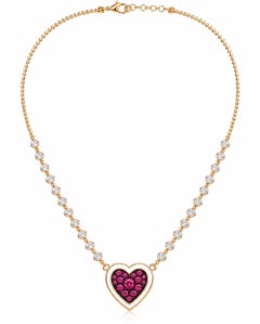 Tourmaline October Birthstone Diamond Heart Choker 14K Gold by Meghna Jewels