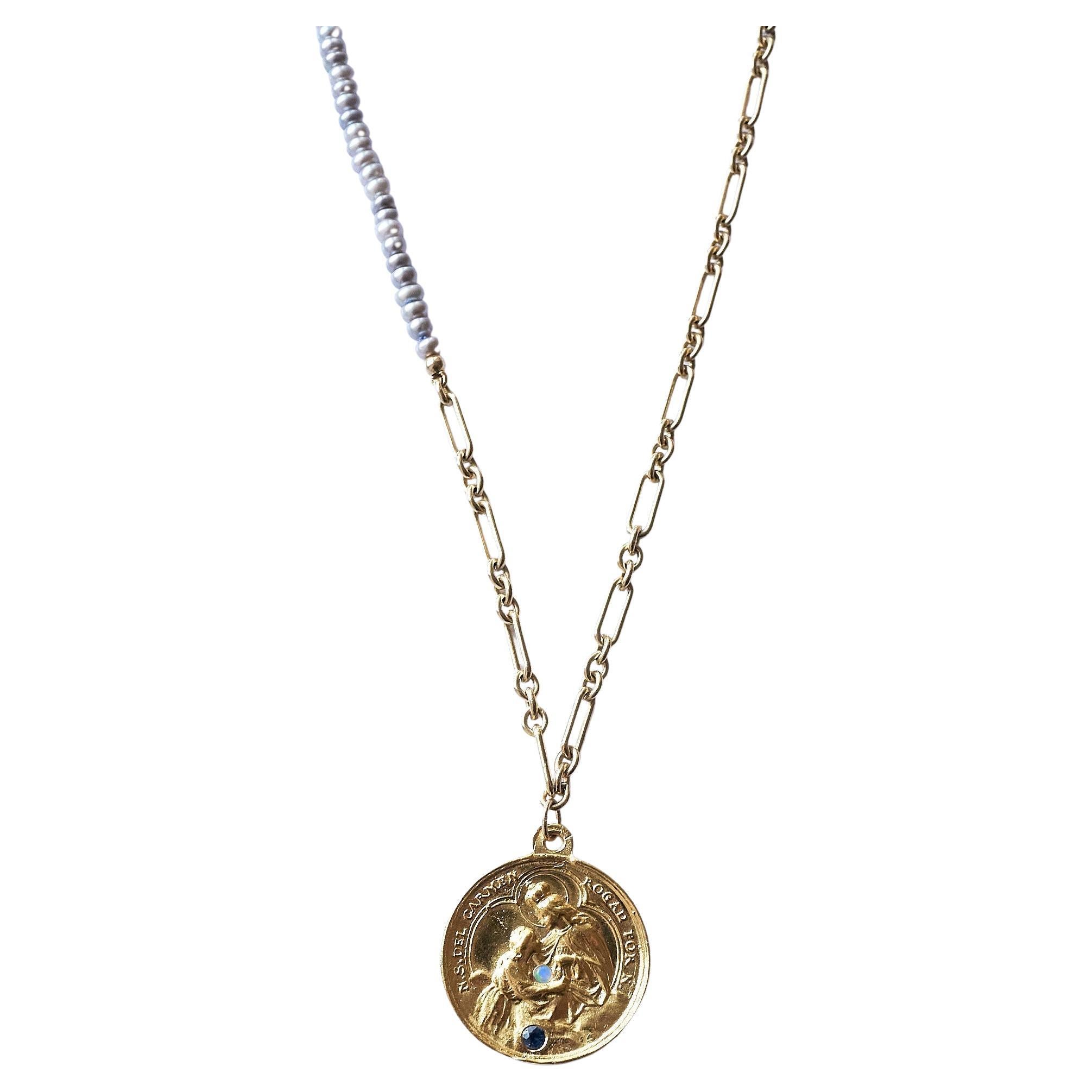 Médaille Tourmaline et Opale Plaquée Or
Chaîne remplie d'or avec perles d'argent et de tanzanite 
Designer : J DAUPHIN
Longueur :  22