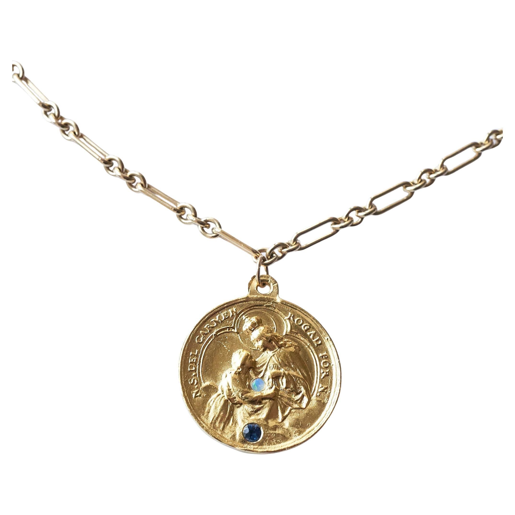 Brilliant Cut Tourmaline Opal Medal Chain Necklace Silver Pearl Tanzanite J Dauphin For Sale