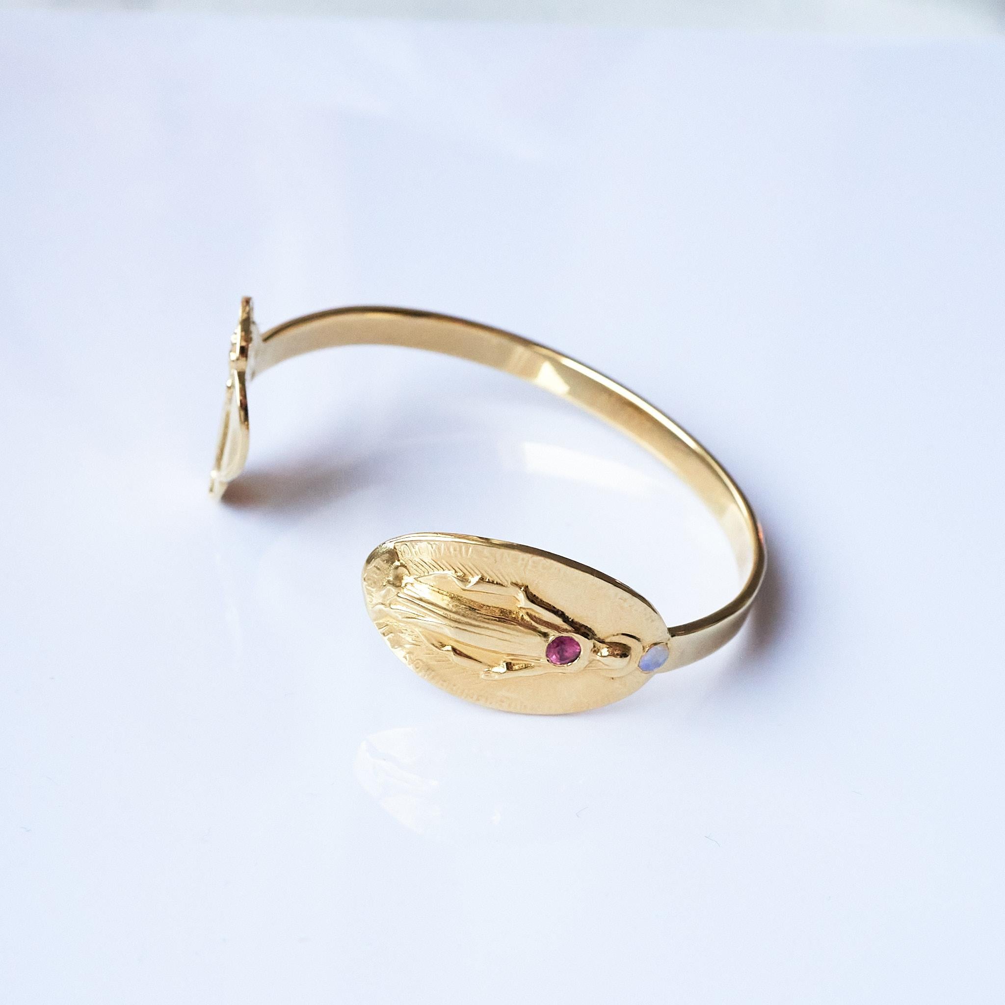 Spiritual, Turmalin, Opal Spiritual  Armspange Armband Manschette Gold Vermeil im Zustand „Neu“ im Angebot in Los Angeles, CA