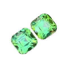 Tourmaline Pair Square Cushion Neon Mint Green Color Pair Gemstone for Earrings
