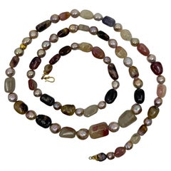 Tourmaline Pearl Beaded Necklace 18k Beads 18k Findings