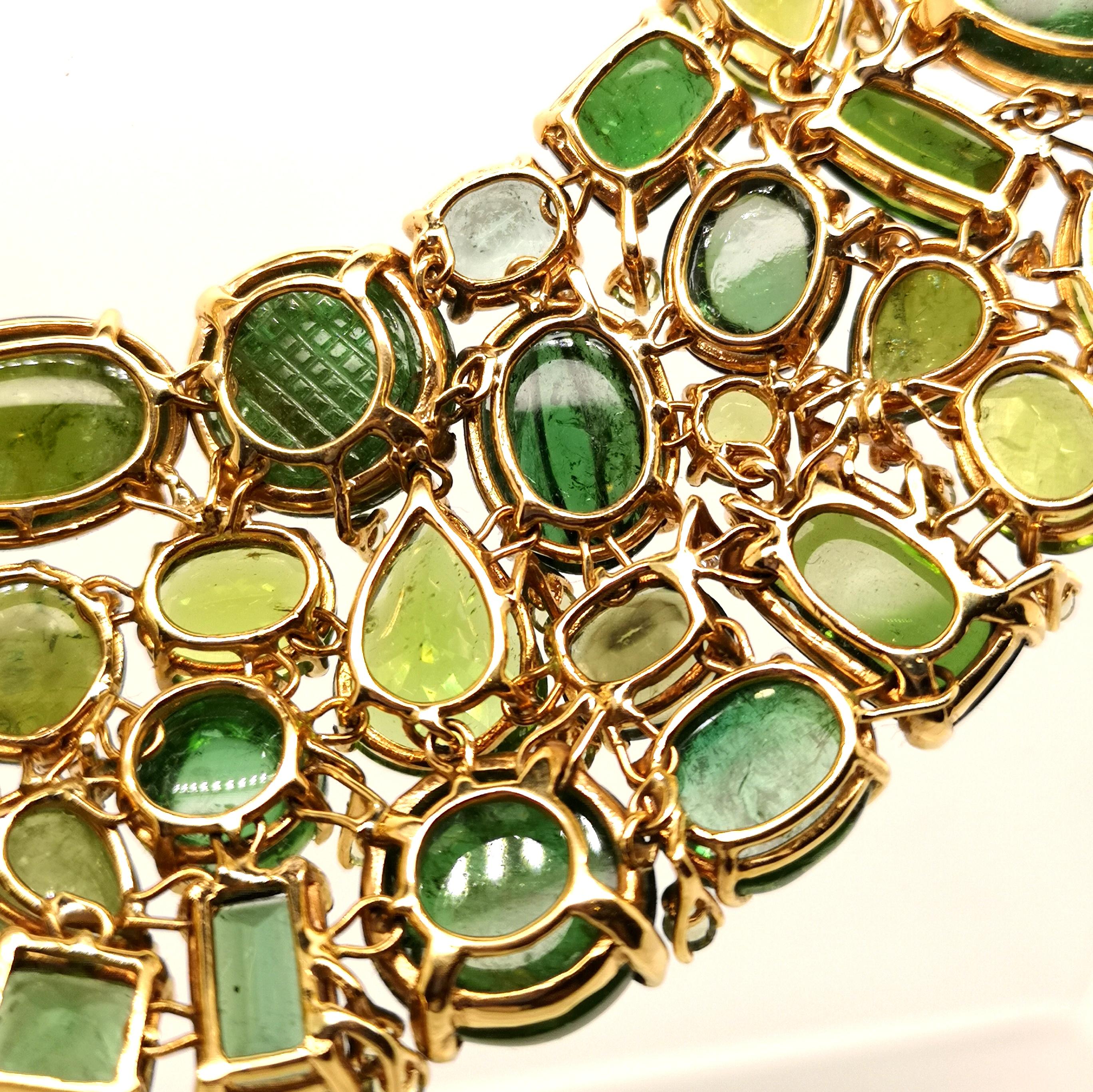 Turmalin Peridot Diamant Gold Halskette 1