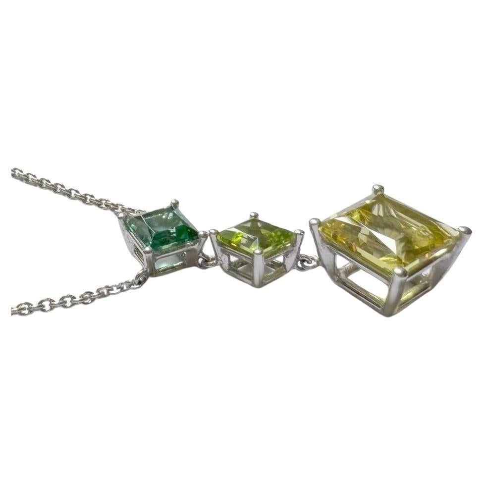 Collana in oro bianco con tormalina, peridoto e berillo dorato di Wagner Preziosen In condizioni Nuovo in vendita a Berlin, DE