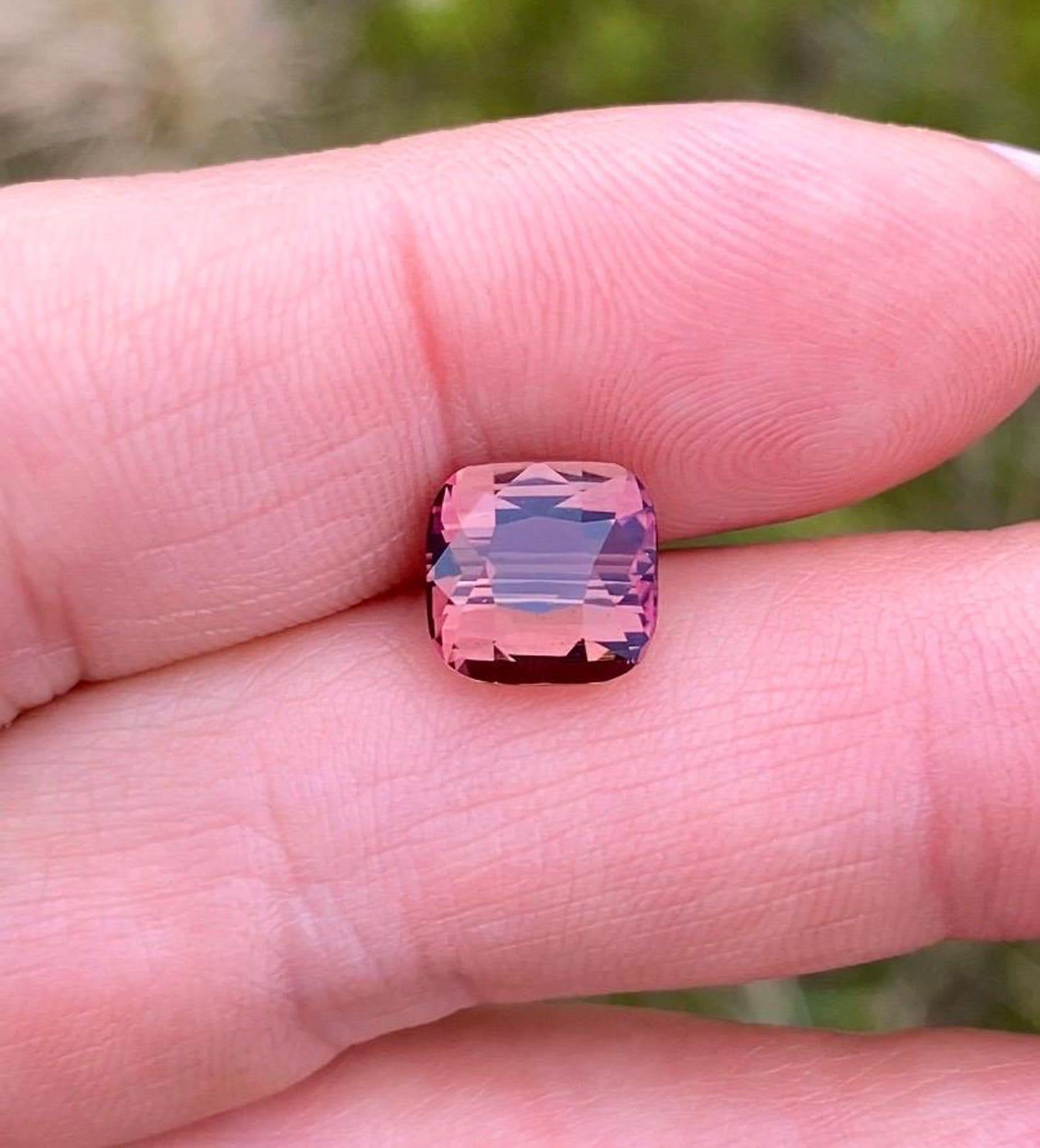 Tourmaline Pink 3.55Ct natural Loose Gemstone Square Cushion cut, GFCO certified For Sale 3