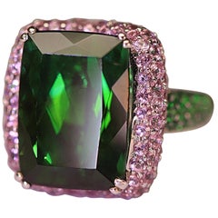Tourmaline Pink Sapphire Tsavorite Fashion Ring One of a Kind by Gadi