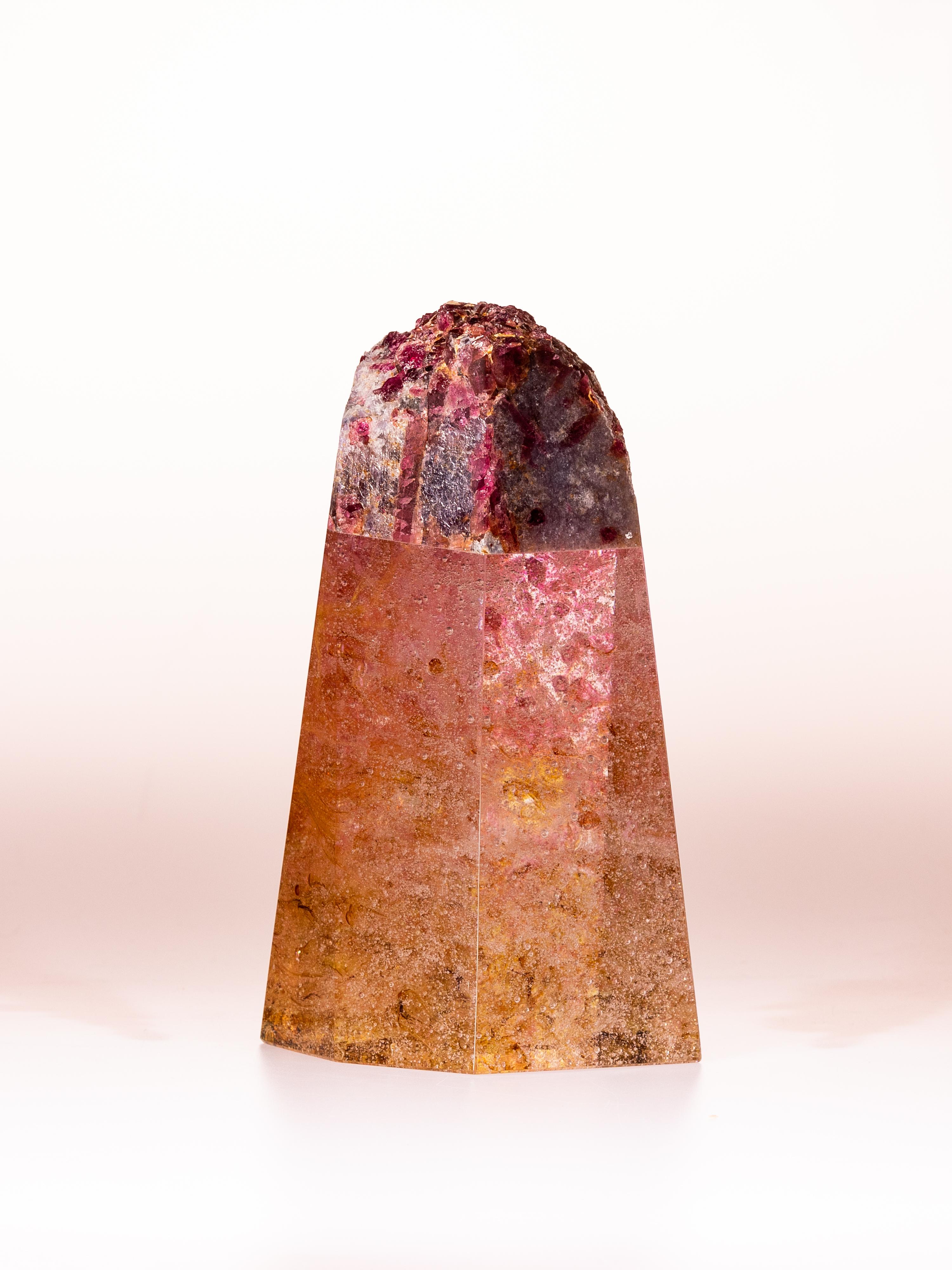 Tourmaline, rose quartz and glass sculpture by Ernesto Duran and glass artist Orfeo Quagliata.
