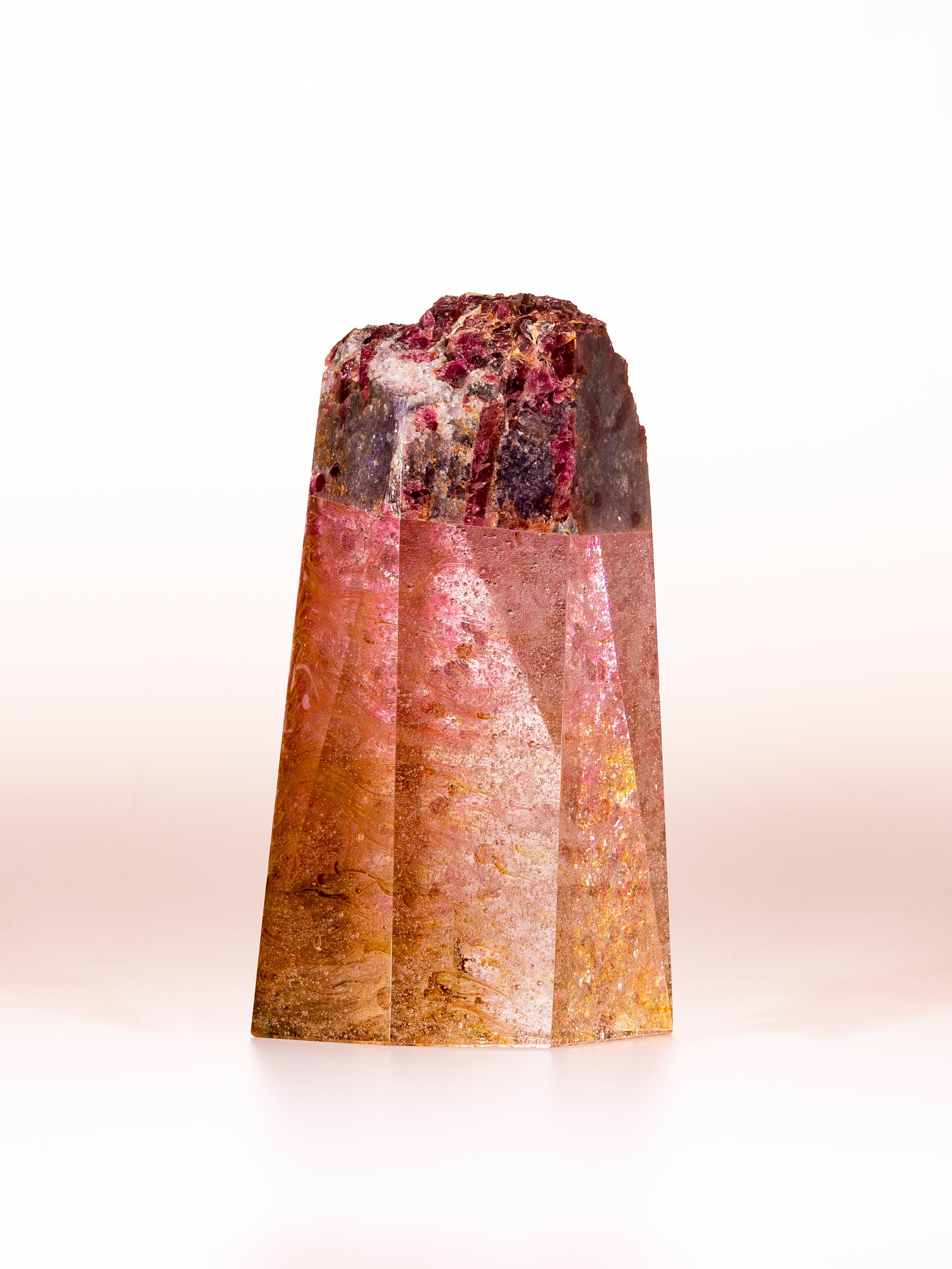 Tourmaline, Quartz and Glass Sculpture, Pretty in Pink In New Condition In Polanco, CDMX
