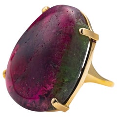Turmalin-Ring mit beeindruckendem zweifarbigem Cabochon