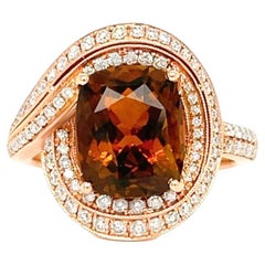 Tourmaline Ring With Diamonds 3.81 Carats 14K Rose Gold