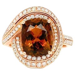 Tourmaline Ring With Diamonds 3.81 Carats 14K Rose Gold