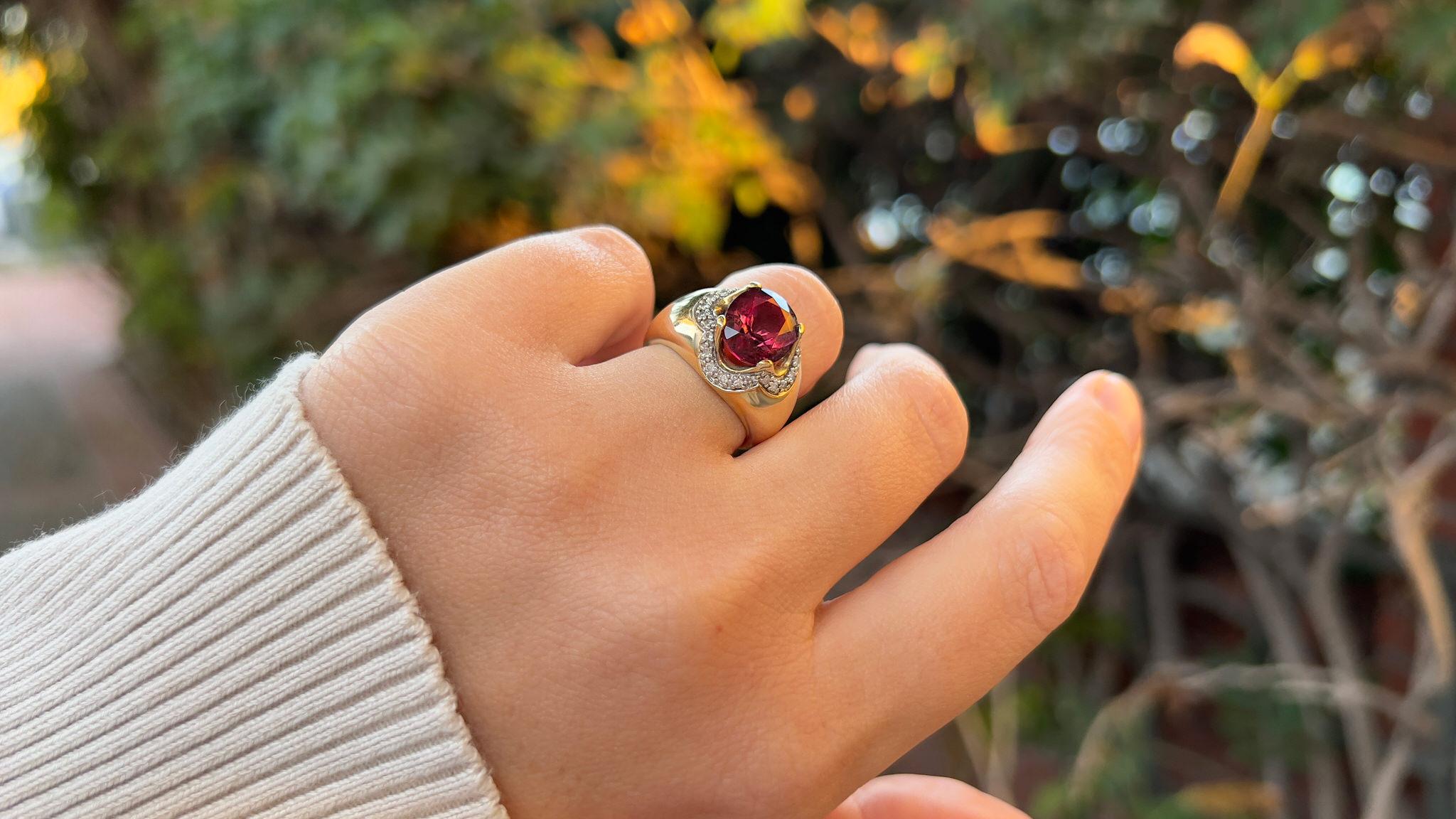 Turmalin-Ring mit Diamanten 4,40 Karat 14K Gelbgold im Zustand „Hervorragend“ im Angebot in Carlsbad, CA
