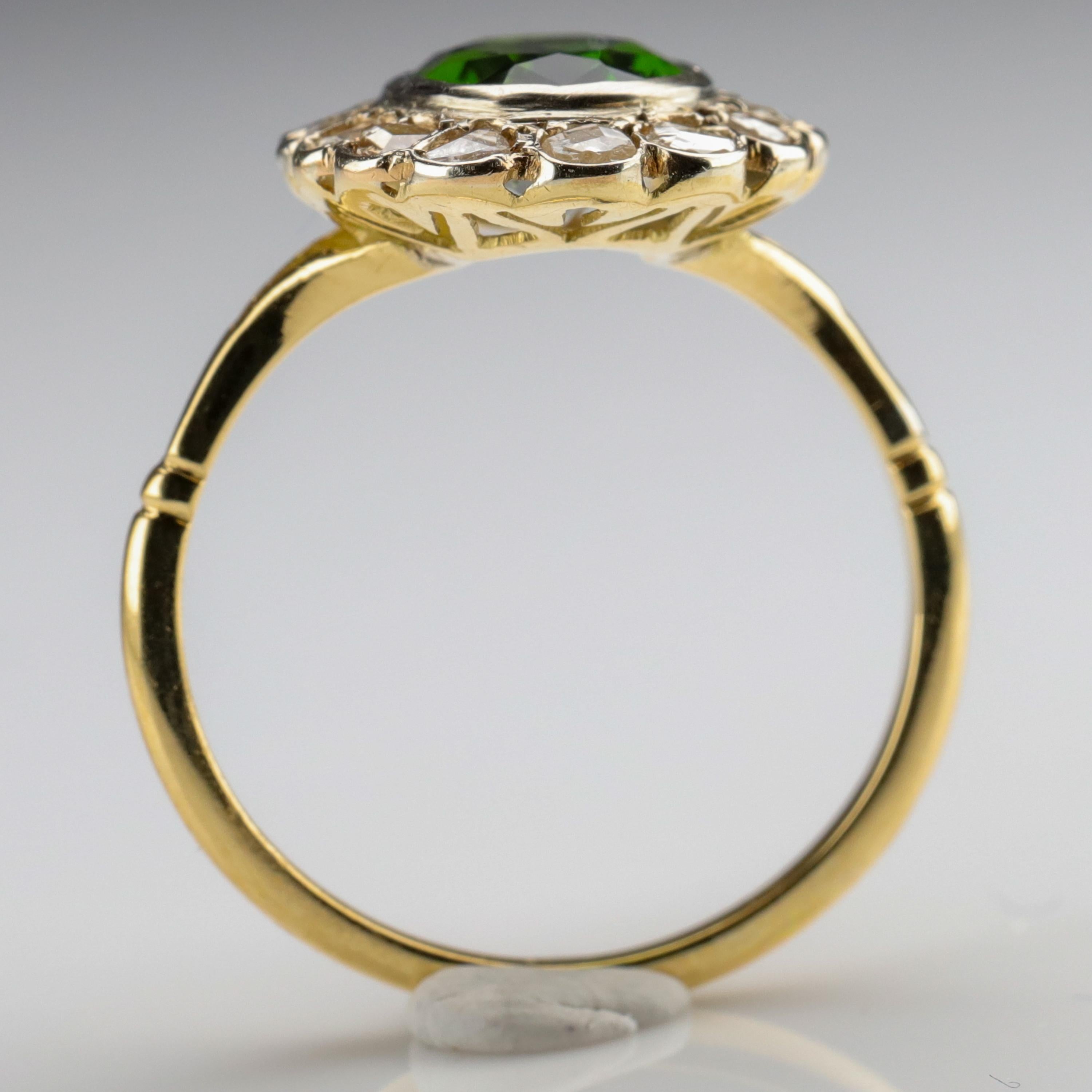 Tourmaline Ring with Early Diamonds French Antique 1