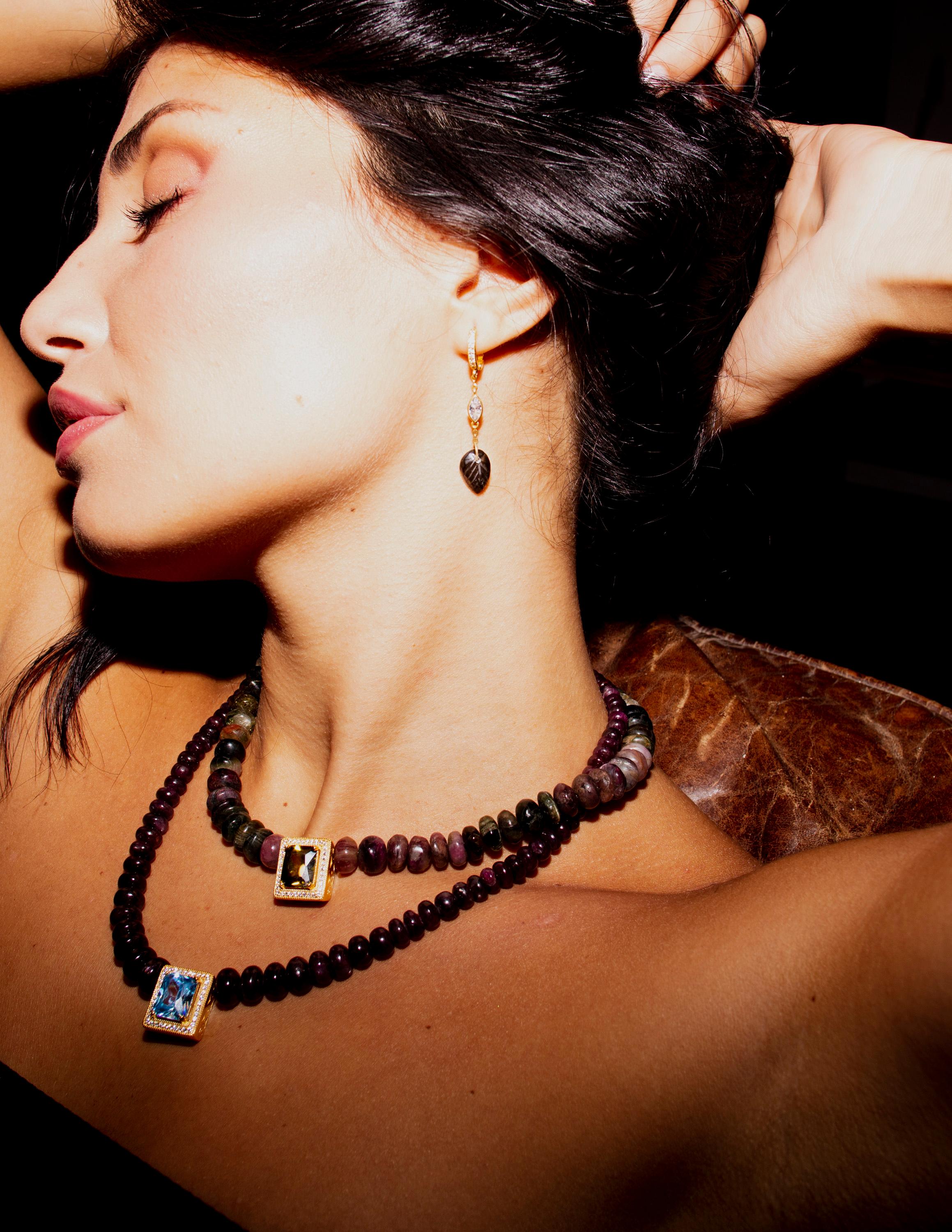 Tourmaline Rondelle Cut Gemstone Necklace In New Condition For Sale In Arnavutköy, TR