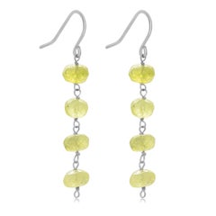 Tourmaline Rondelle Sterling Silver Chain Long Dangle Earrings Intini Jewels