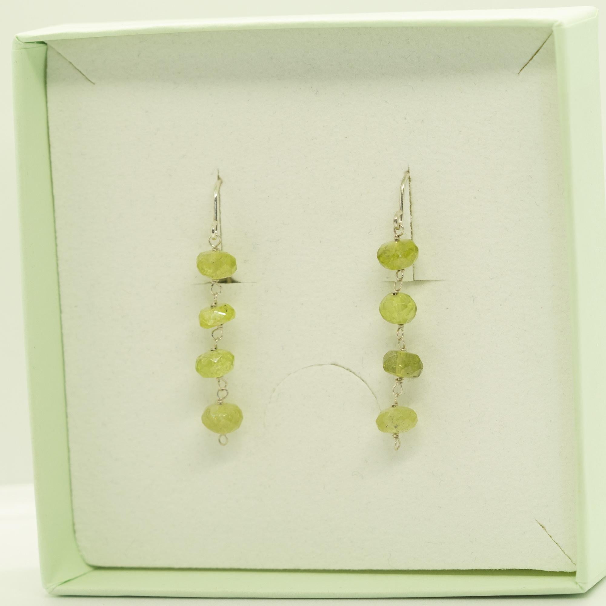 Donna Orecchini con tormalina Rondelle in argento Sterling con catena lunga e penzoloni Intini Jewels in vendita