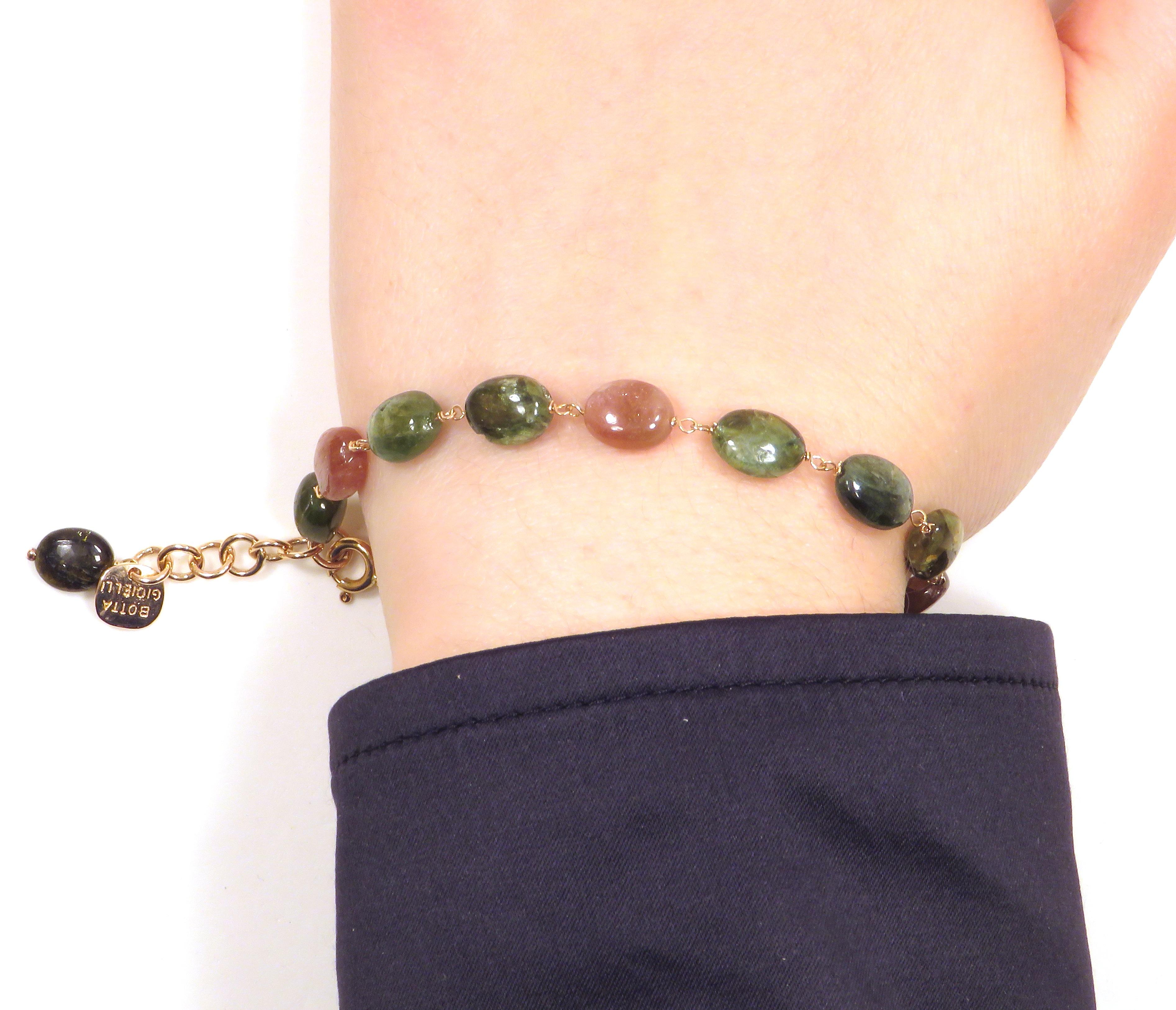 Contemporary Tourmaline Rose Gold Bracelet Handcrafted in Italy by Botta Gioielli