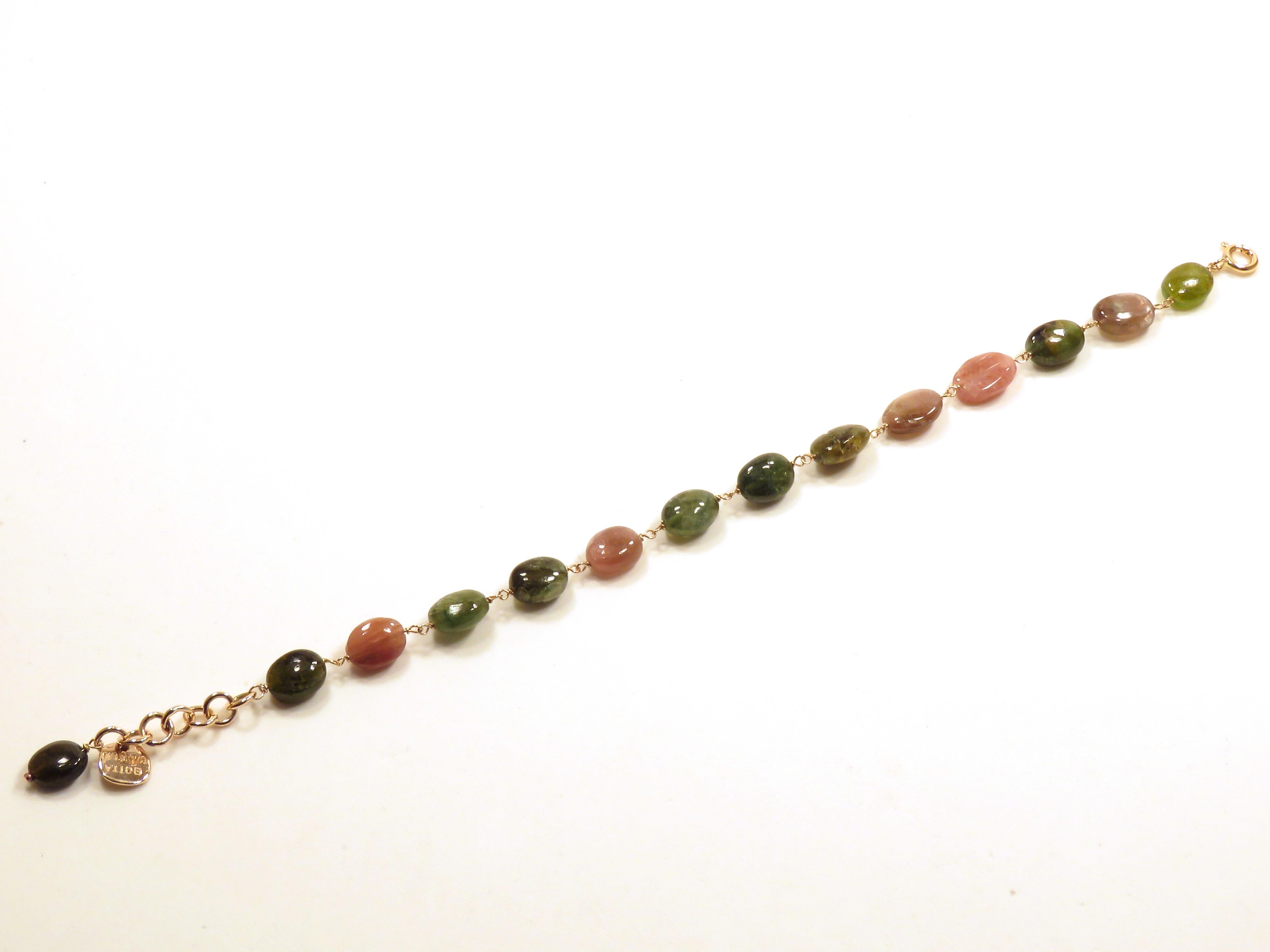 Women's or Men's Tourmaline Rose Gold Bracelet Handcrafted in Italy by Botta Gioielli