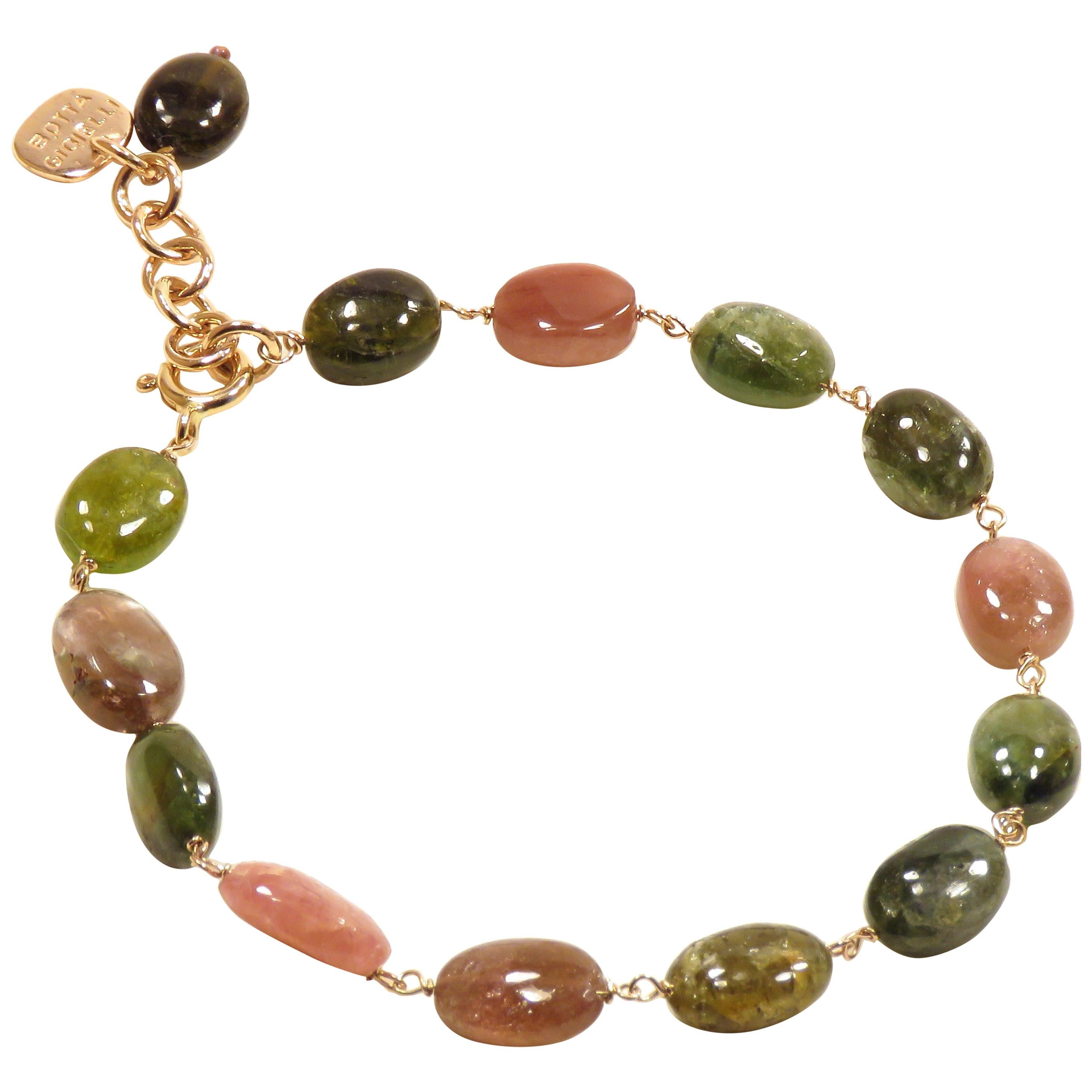 Tourmaline Rose Gold Bracelet Handcrafted in Italy by Botta Gioielli
