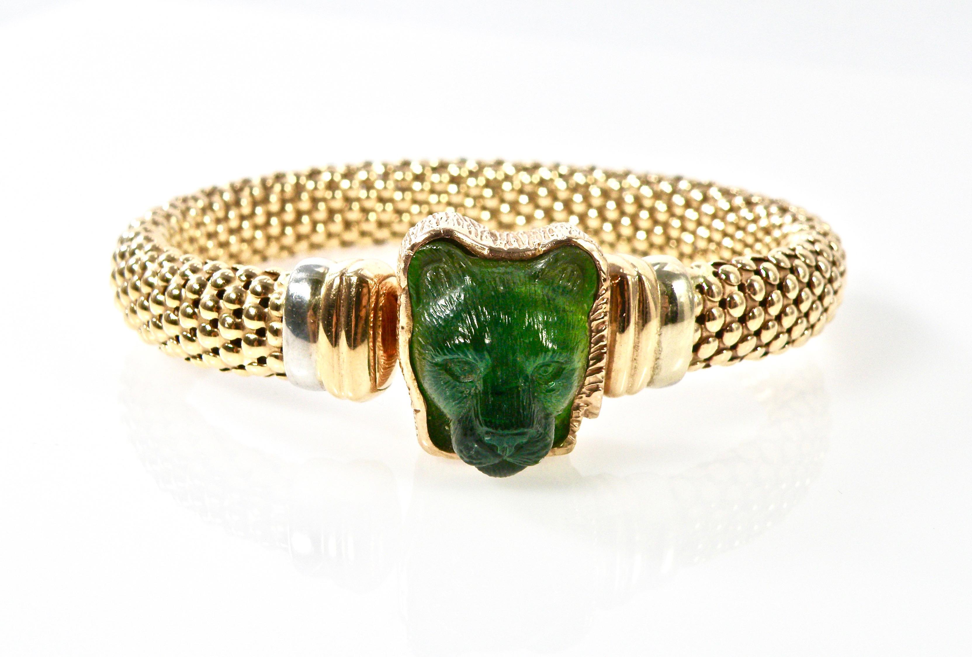 Tourmaline Rose Gold King of Beasts Bracelet In New Condition In Cohasset, MA