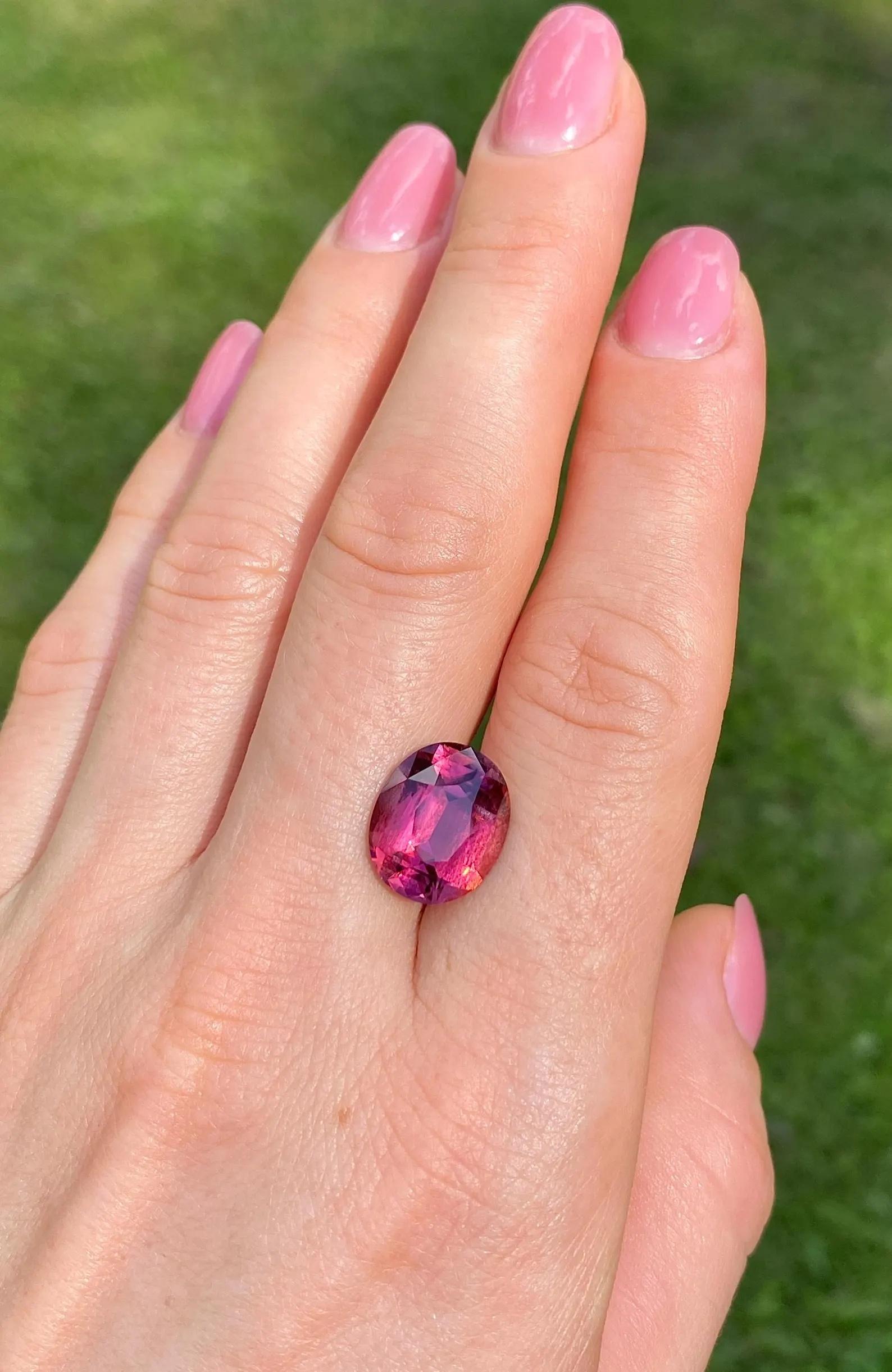 Turmalin Rubellit 7,53ct natürlicher Edelstein, Oval, Mosambik, GFCO Zertifikat im Angebot 3