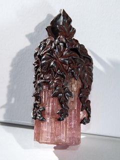 Tourmaline Rubellite Crystal Silver Ivy Pendant Natural Raw L’automne
