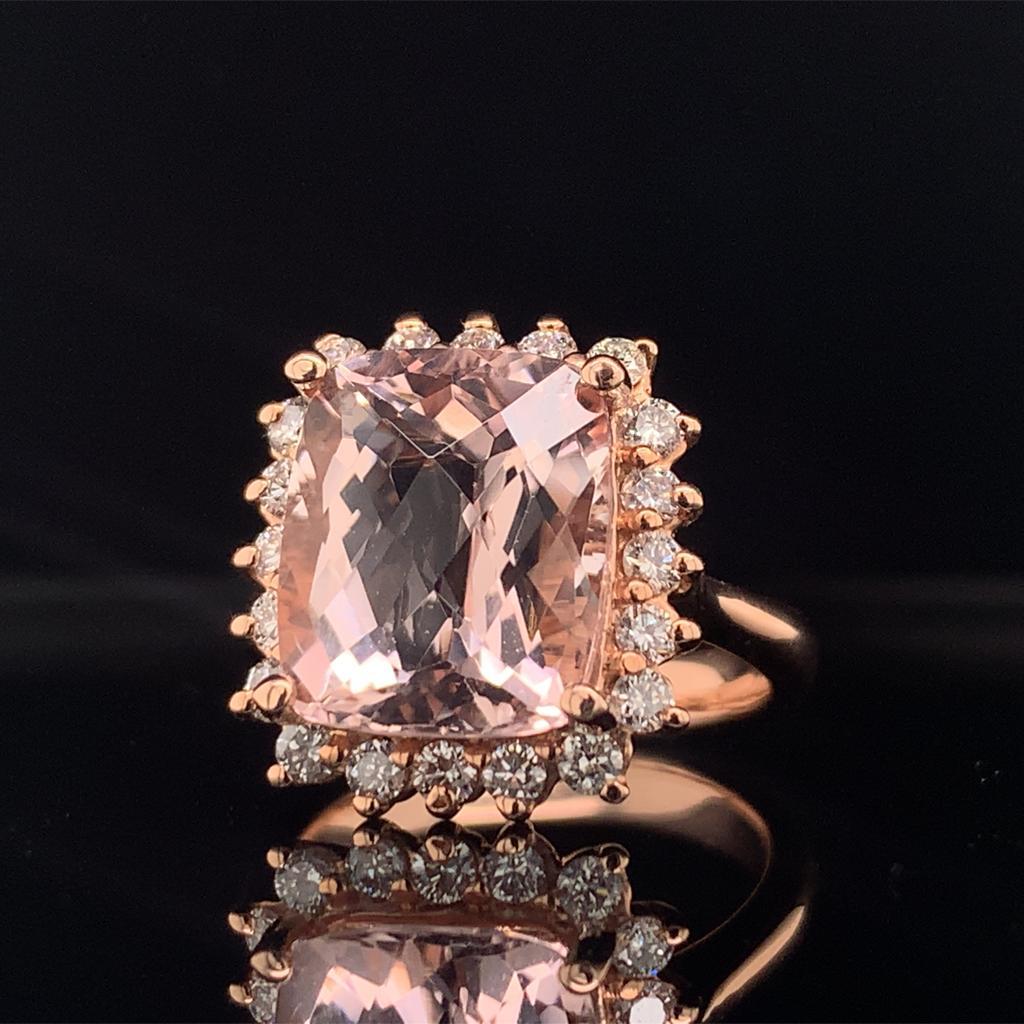 Tourmaline Rubellite Diamond Ring 14k Rose Gold 7.45 TCW Certified For Sale 6