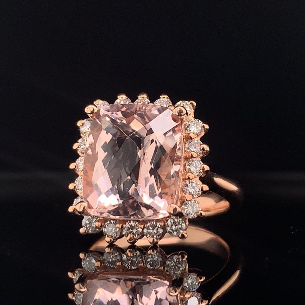 Tourmaline Rubellite Diamond Ring 14k Rose Gold 7.45 TCW Certified For Sale 11