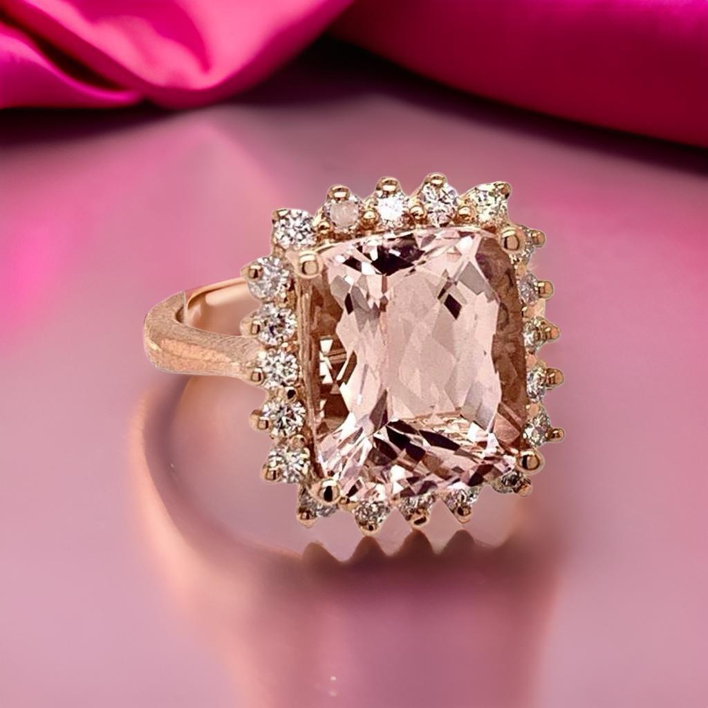 Tourmaline Rubellite Diamond Ring 14k Rose Gold 7.45 TCW Certified For Sale 10