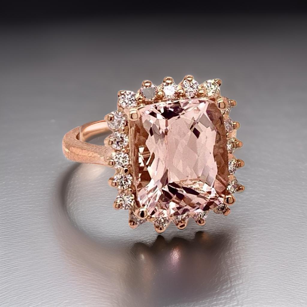 Tourmaline Rubellite Diamond Ring 14k Rose Gold 7.45 TCW Certified For Sale 7