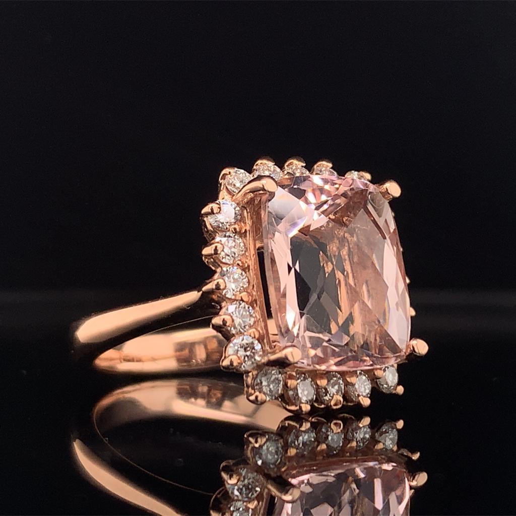Tourmaline Rubellite Diamond Ring 14k Rose Gold 7.45 TCW Certified For Sale 4